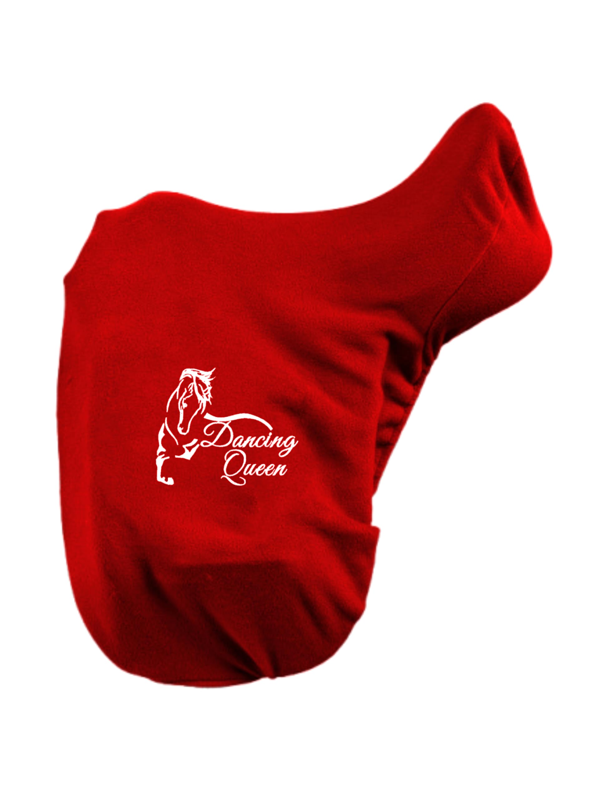 Personalised Embroidered Fleece Saddle Cover, Pony/Cob or Horse Size Lots of Colors (Embroidery on one side, Red, Horse)