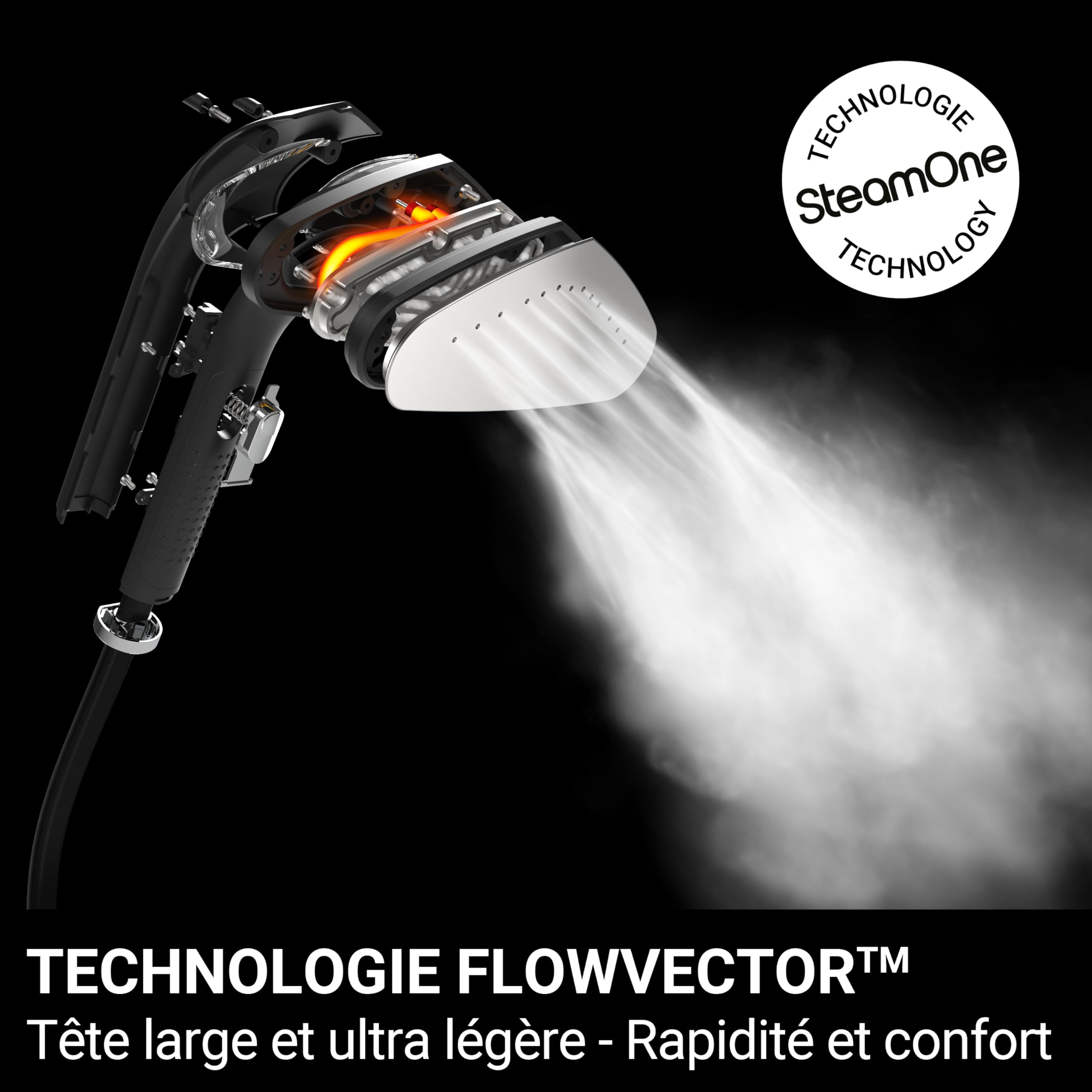 STEAMONE -Steamer Professionnel Defroisseur vapeur 2900W 125g/min 10bars -Fer à repasser Vertical et Horizontal Autonomie 90min (2500ml) -Élimine 99,99% d'Impuretés -Prêt en 120s -Câble 3m -SteamCube