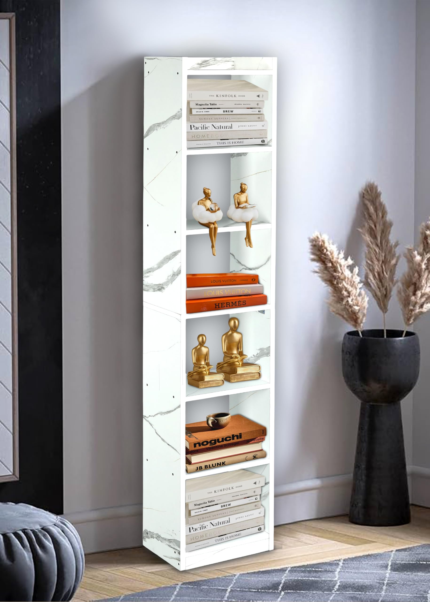 SBF Furniture Engineered Wood Bookshelf Multipurpose Home Decor Storage Rack Bookcase Showcase Organizer for Living Room Kitchen Book Shelves (7 Shelf Rectangular Bookrack) (White) DIY(Do-It-Yourself)-image-16
