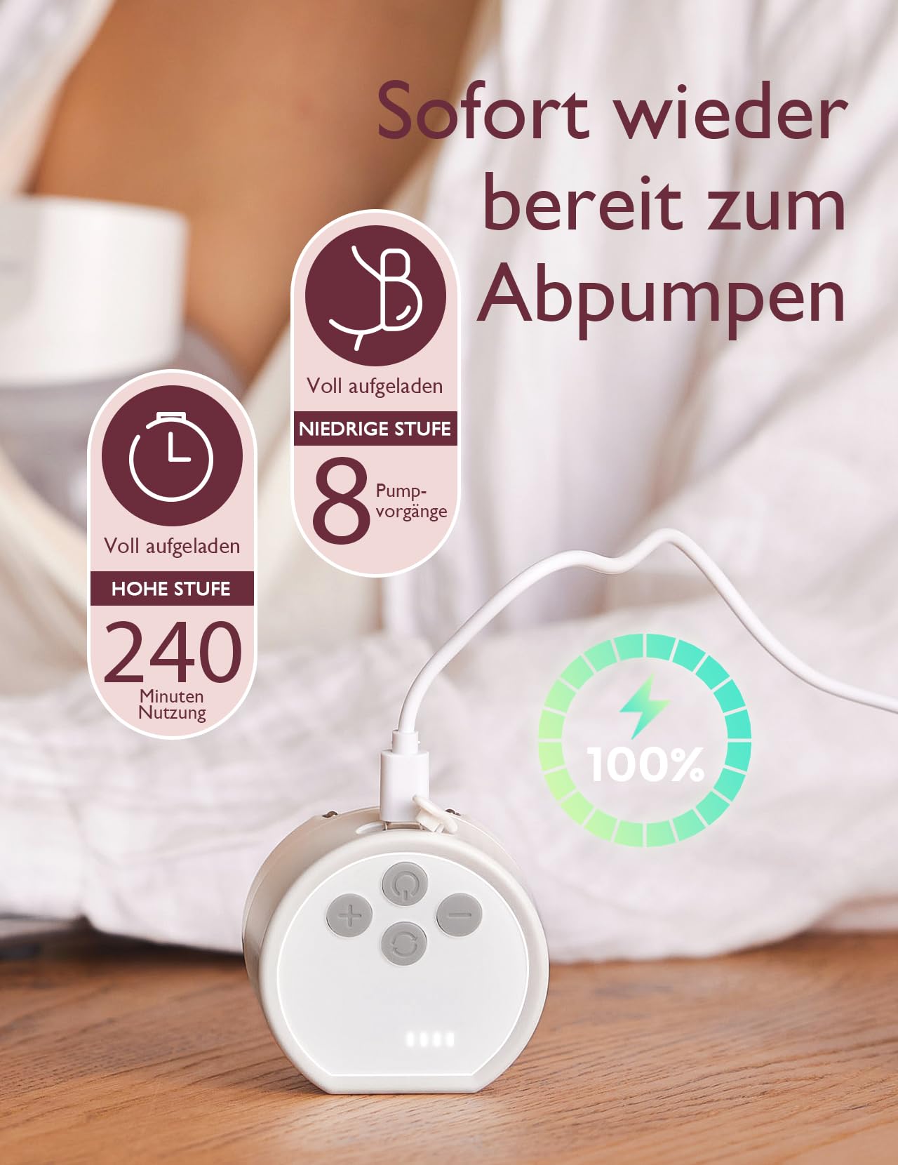 Momcozy Hands-Free Milchpumpe S12 Pro, Elektrisch Tragbar Brustpumpe, mit weichem DoubleFit-Flansch, 3 Modi | 9 Stufen, Smart-Display, 24 mm, 2 Stück, Weiß