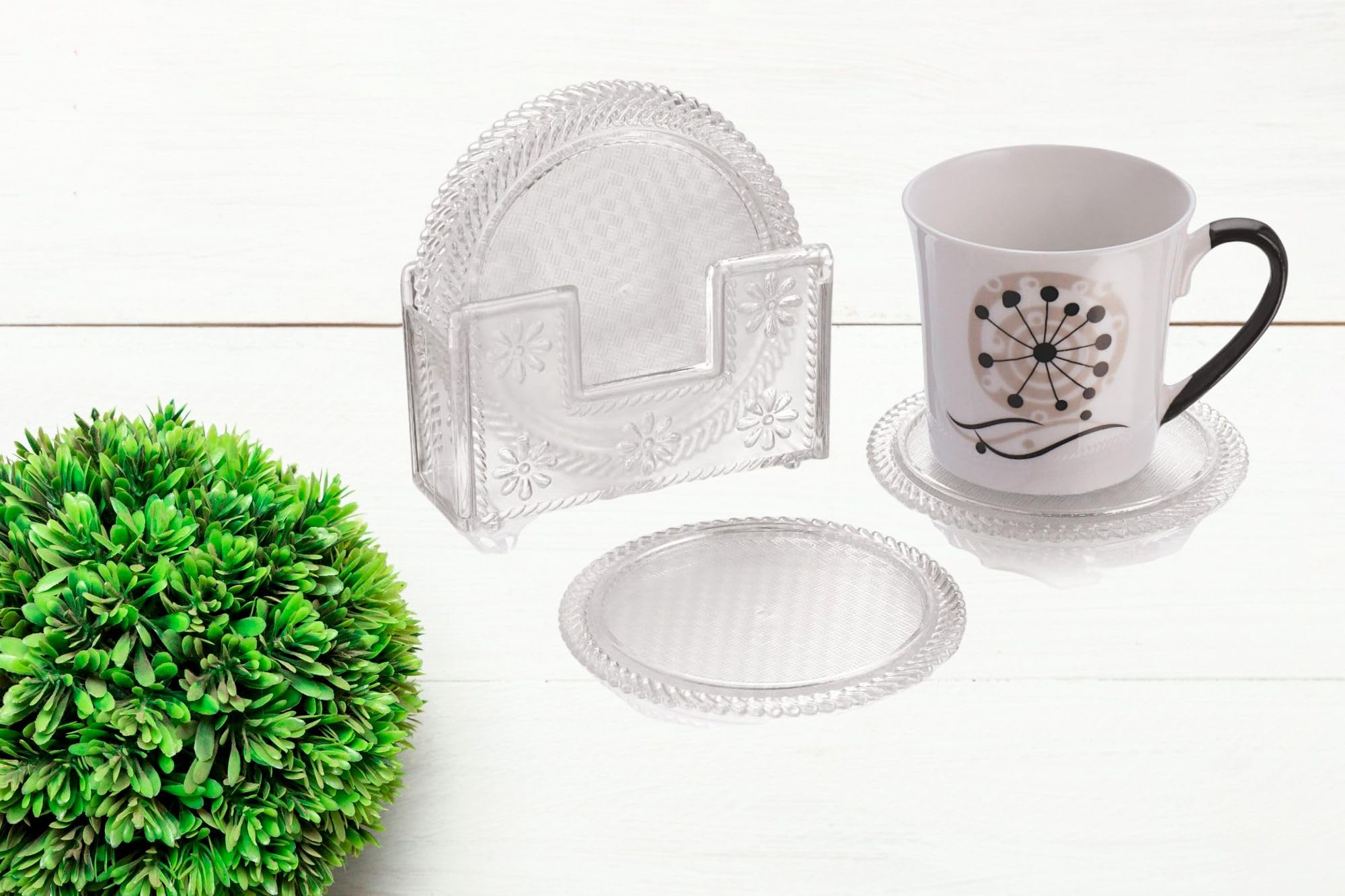 Tea Style Coasters - Set of 6 with Stand -4
