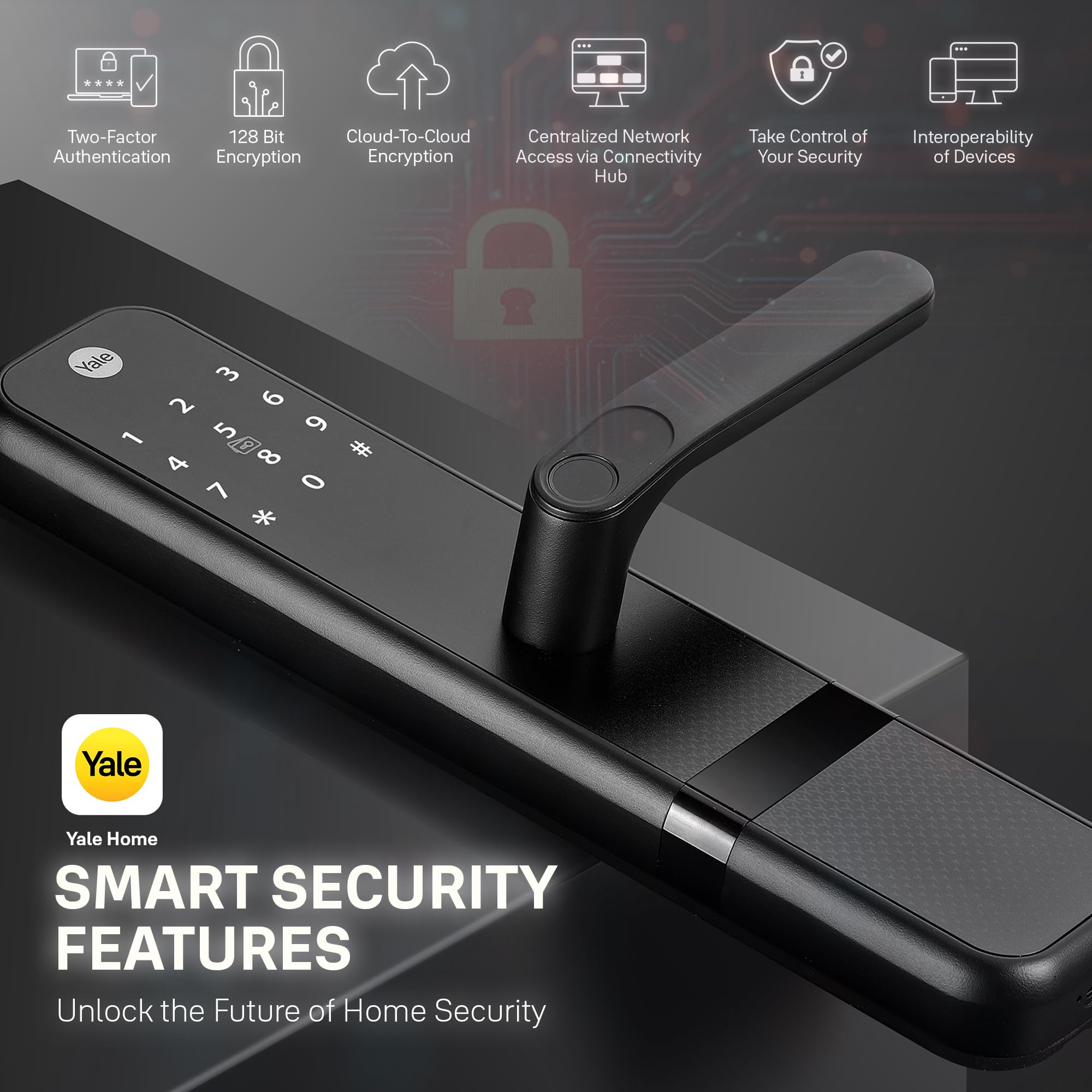 Yale Zuri Smart Door Lock with 5 Way Unlocking (Fingerprint, PIN, RFID, Manual Key) and Built-in Bluetooth (to Access Through Home App) (Black)