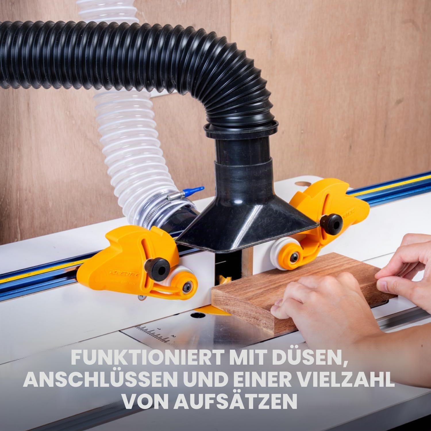 POWERTEC 70208V Staubsammelschlauch-Set, flexibel, 6,4 cm, Schwarz