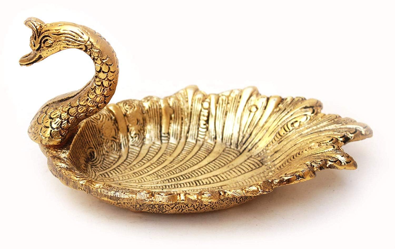 IMTRA FASHION Gold Plated Duck Shape Decorative Tray Bowl for Table Festive Showpiece Snacks Platter