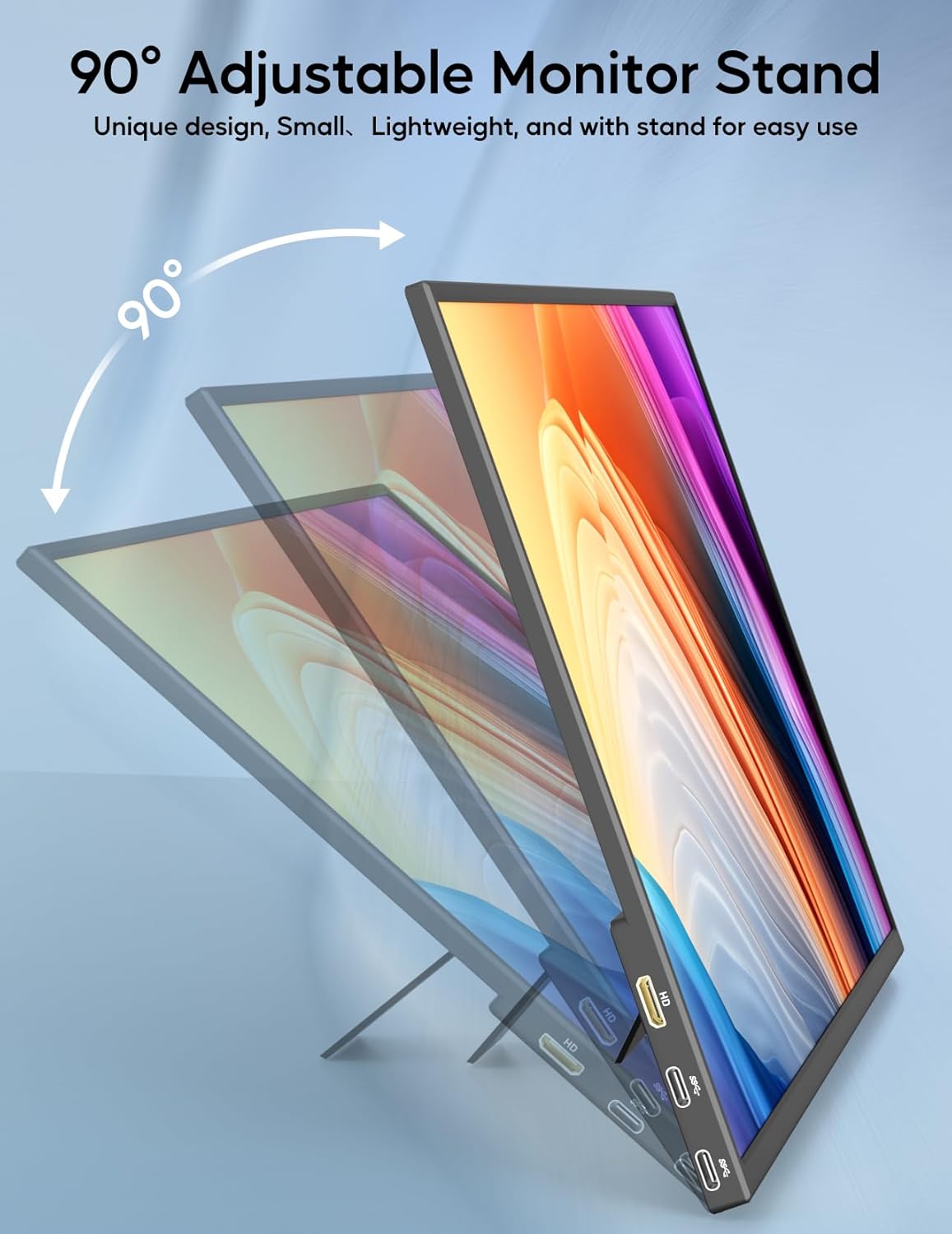 4K Portable Monitor, 13.4" 3840 * 2400 IPS Portable Monitor for Laptop, Slim Lightweight HDR Travel Screen USB-C HDMI w/Smart Cover for Laptop PS5/4 Xbox