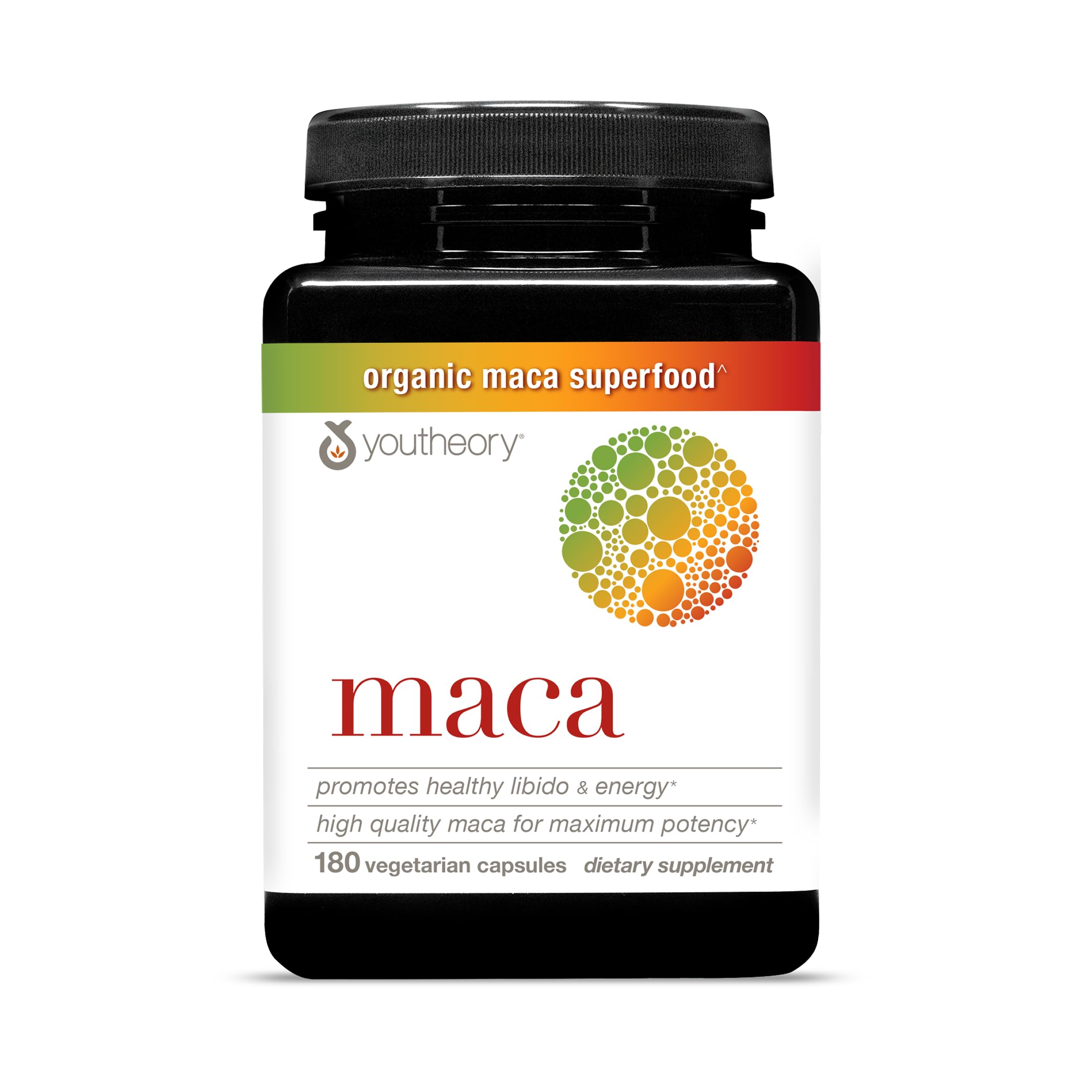 Youtheory Maca, 180 Vegetarian Capsules, 45-Day Supply 180 Count (Pack of 1)