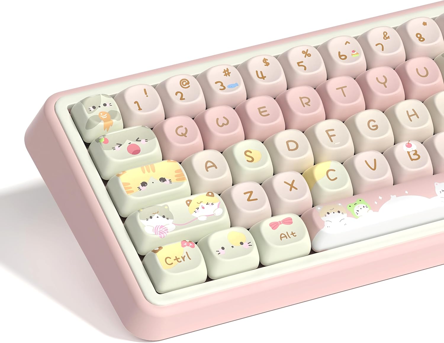 dagaladoo PBT keycap Set,MOA Profile keycaps Cute,Pink keycaps 60% 75% 100%,Dye Sublimation Keyboard caps,134 Key Custom Key caps for Gateron MX Switches Mechanical Keyboard