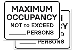 Maximum Occupancy Sign, Self-Adhesive Vinyl Stickers for Businesses and Organizations (Pack of...