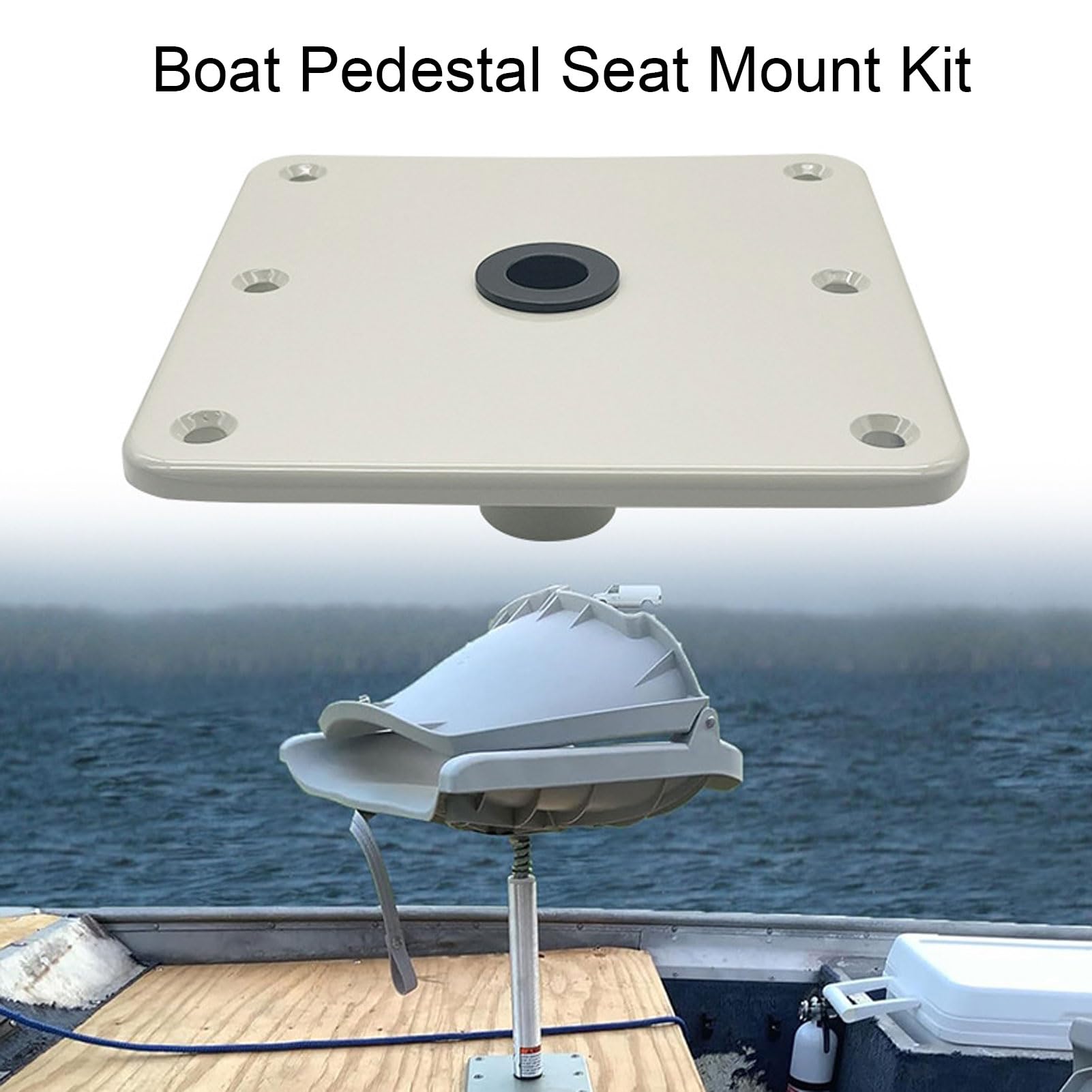 Keenso Soporte para Asiento de Barco, Kit de Montaje de Base de Pedestal para Asiento de Barco, Placa Base Marina con Conector de Poste de Pasador de 3/4 de Pulgada, Aleación de