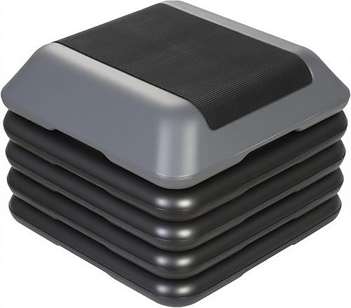 Smartxchoices Banco de plataforma de entrenamiento aeróbico ajustable de 16 pulgadas con 4 elevadores de 4 a 6 a 8 a 10 a 12 pies de altura para