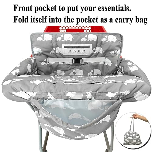 Miniatura 6 de Funda para carrito de compras y silla alta 2 en 1 para bebé, funda acolchada, estilo plegable y enrollable, portátil con bolsa de transporte
