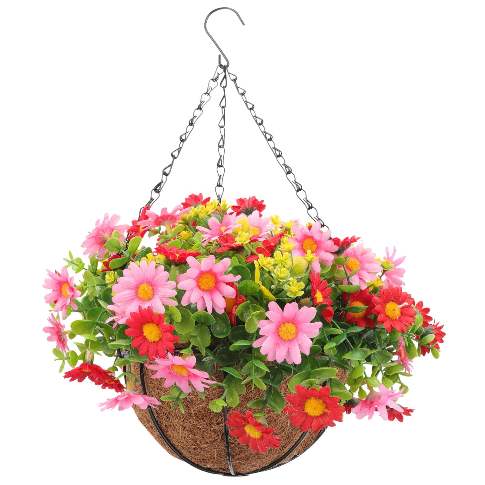Panier suspendu CALLARON avec fleurs artificielles en plastique pour balcon
