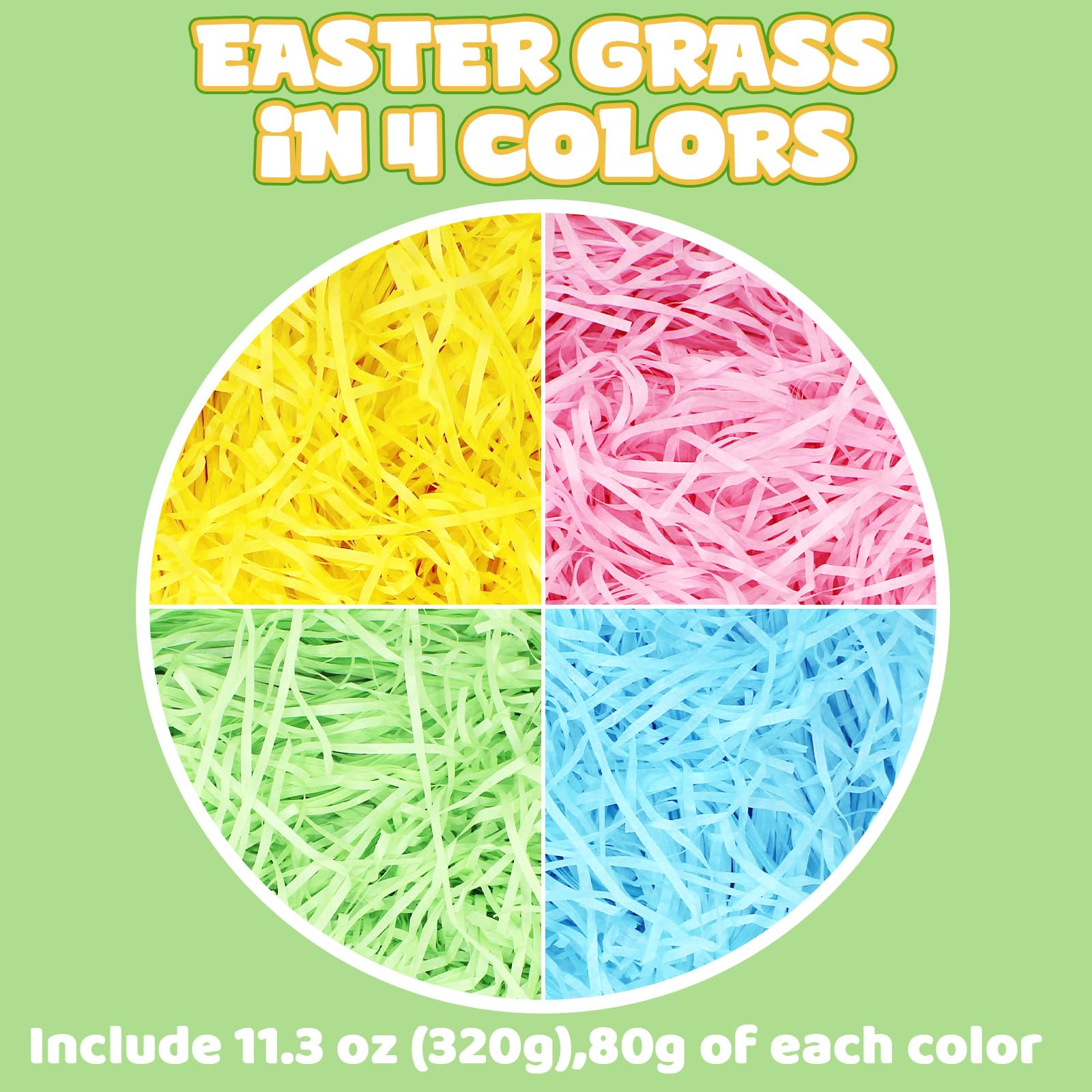 Bluelves 300g Erba Pasquale per cestini pasquali,Paglia per Bomboniere,Paglietta Colorata per Cesti,Rafia Verde Paglia Colorata per Decorazioni Pasqua,Uova di Pasqua, Nido di Pasqua-Colorata 300g