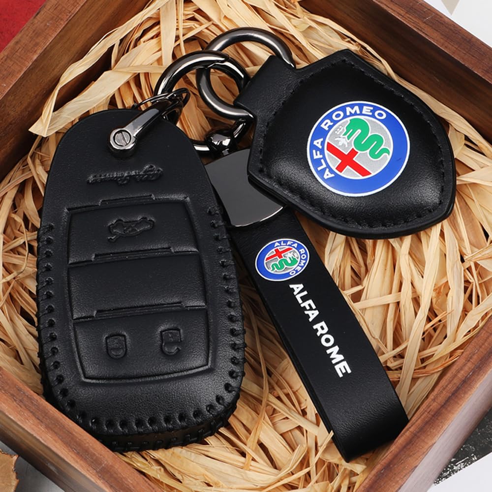 Autosleutel Hoesje voor Alfa Romeo Giulia 2016-2022 2023, Autosleutel Behuizing Sleutelhoes Autosleutel Houder Sleutel Cover met Sleutelhanger Sleutelbehuizing Sleuteletui Beschermhoes
