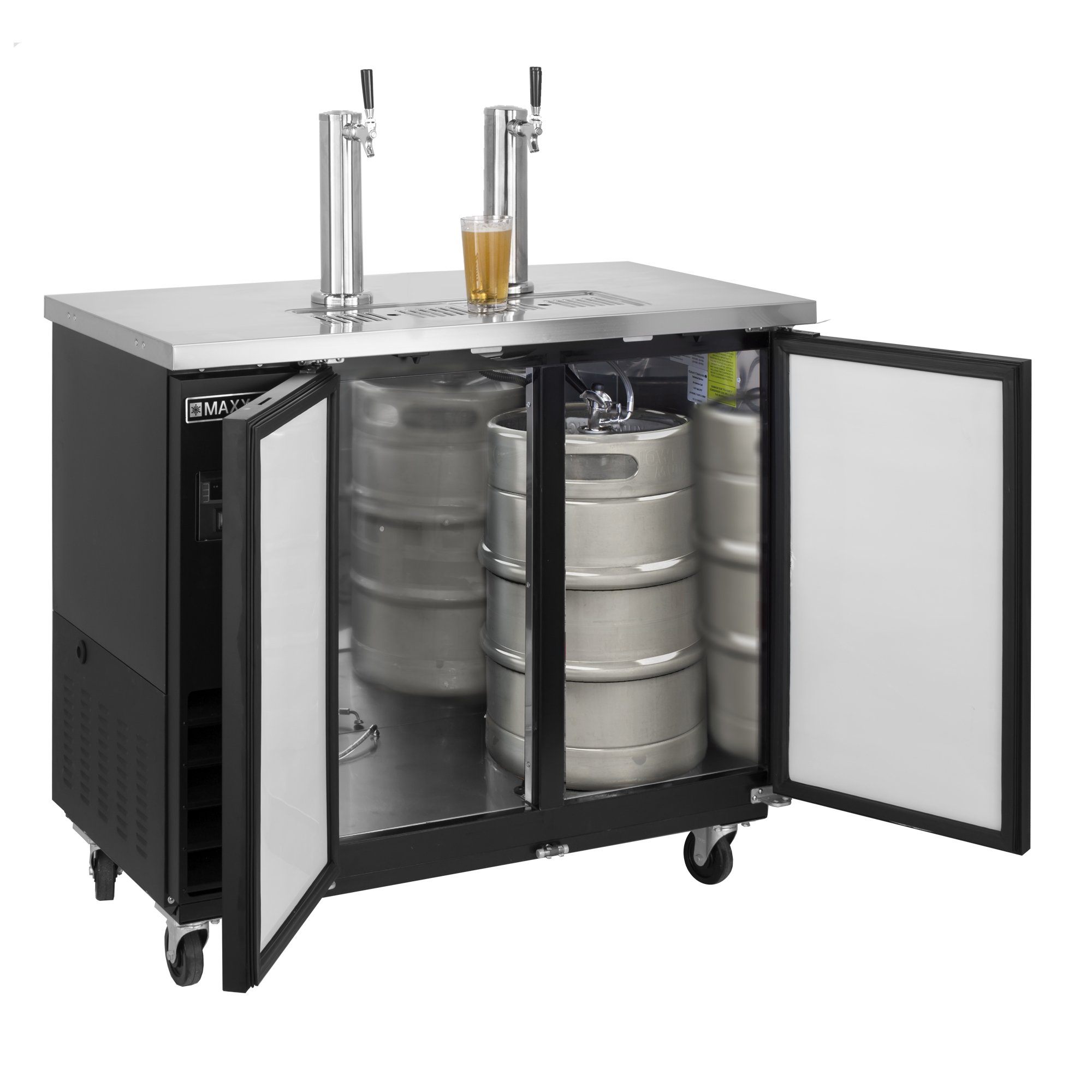 Maxx-Cold MXBD48-2BHC 47.5-Inch-Wide Beer Single Tower/Dispenser with Stainless Steel top and 10.5 cubic feet (297L) storage capacity - Black
