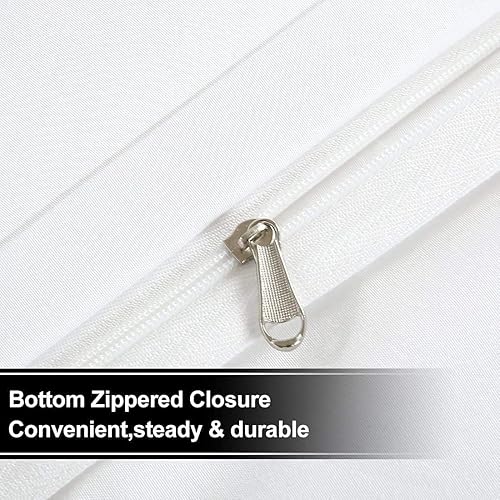 Miniatura 3 de Precious Star Linen White Solid  Oversized Queen 100x100  3 Pieces Duvet Cover Set Soft & Cozy Egyptian Cotton  Zipper Closure & Corner Ties  1