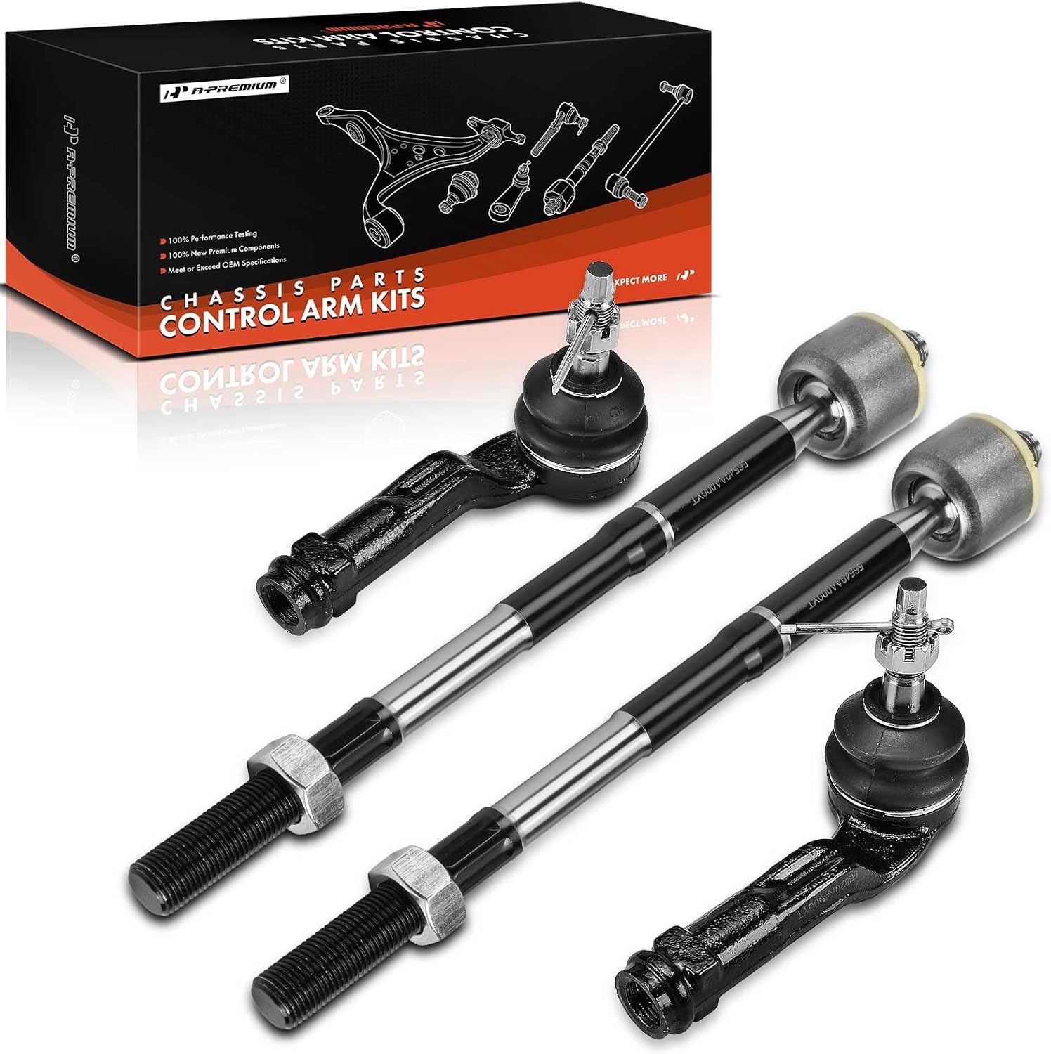 A-Premium Set of 4, Front Inner and Outer Tie Rod End Kit, Compatible with Kia Niro 2017-2021 & Hyundai Ioniq 2017-2022, Kona Electric 2021-2023