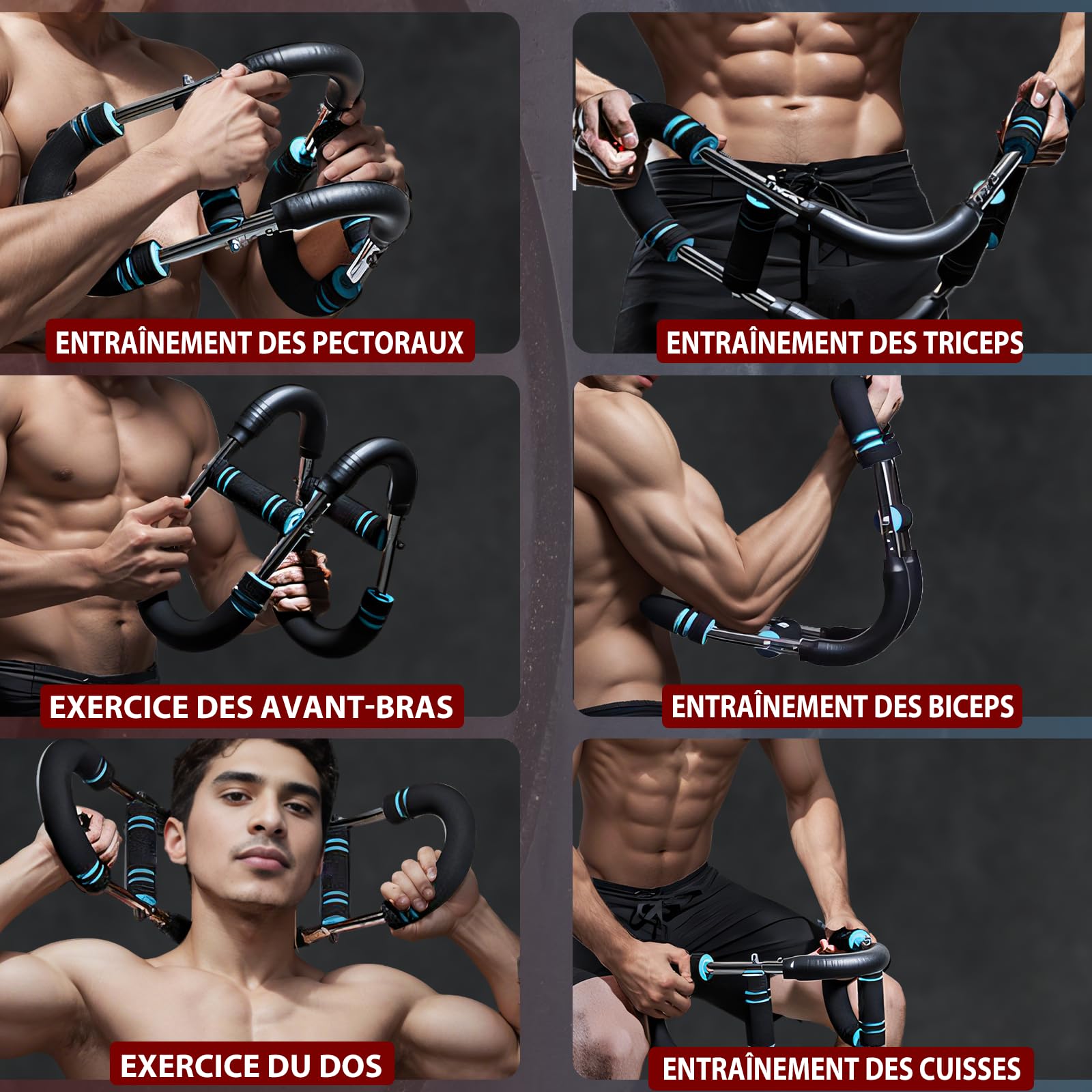 Entraîneur de Bras Power Twist, Équipement d'entraînement pour la Poitrine, Renforcement de l'avant-bras Réglable, Appareil de Fitness Portable, Cadeaux pour Hommes, Femmes, Pères, Frères et Maris