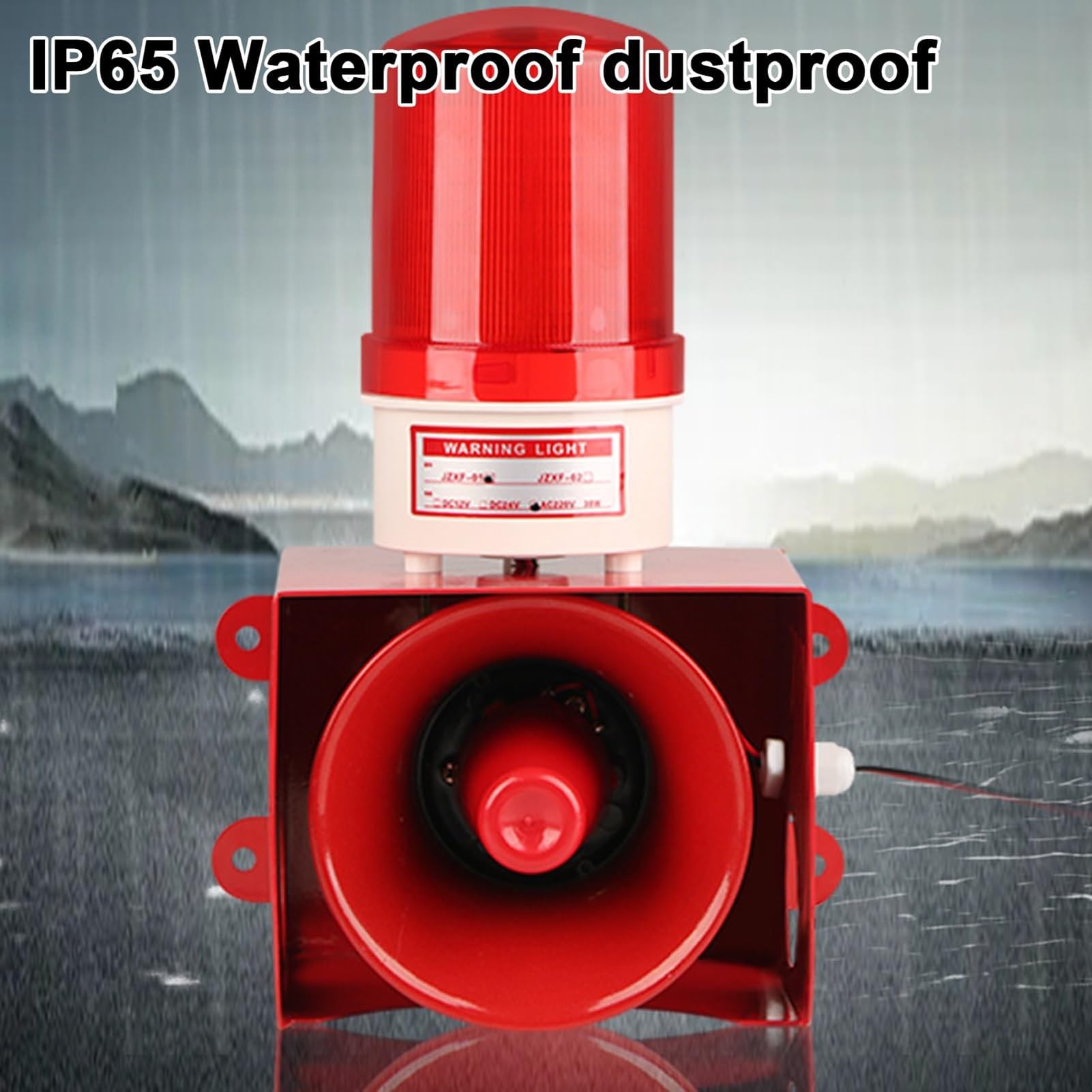 Sirena de alarma de emergencia industrial con luz estroboscópica LED, 130 db fuerte IP65 impermeable, para seguridad en interiores y exteriores en fábricas, terminales, hogares