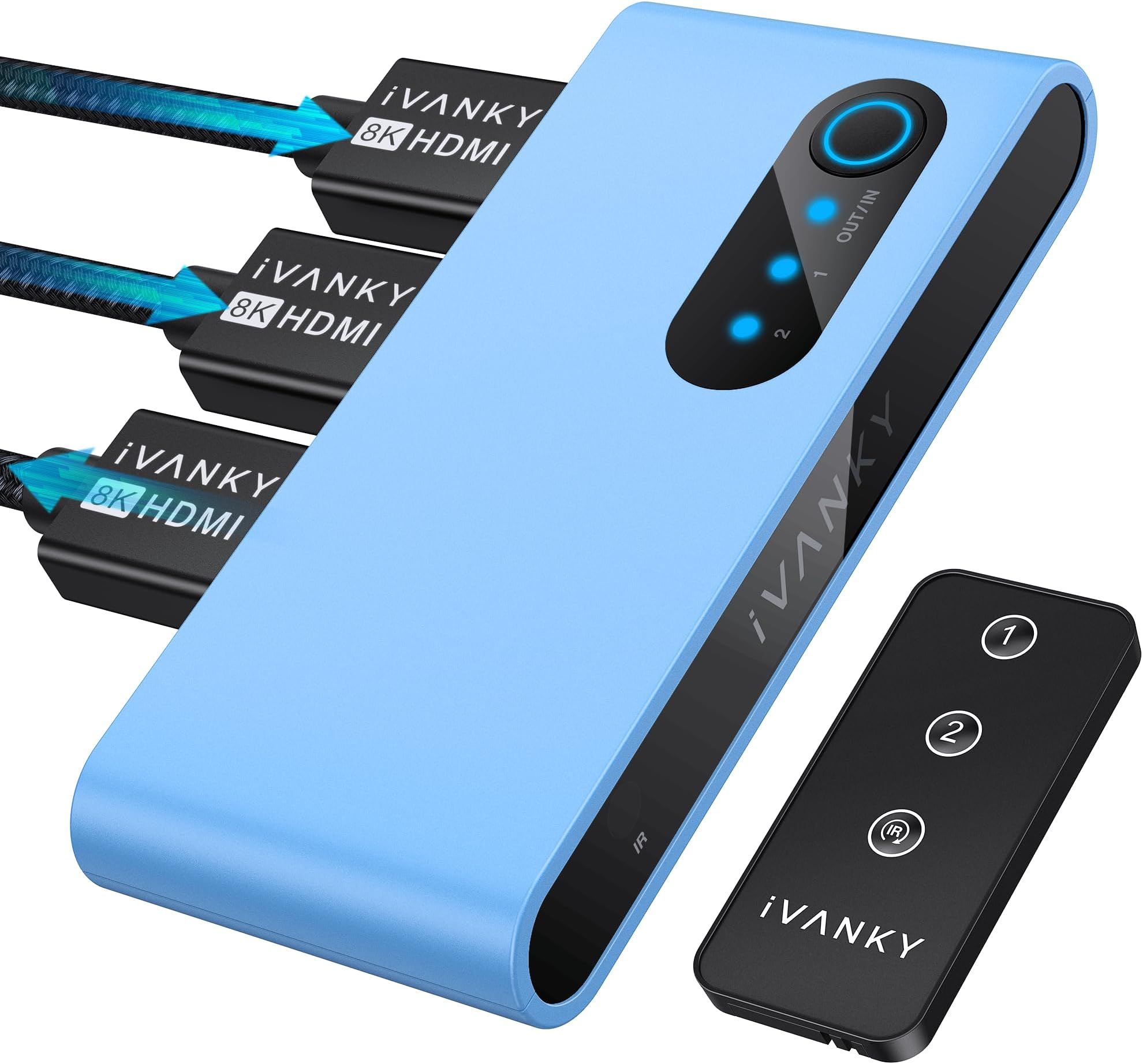 8K HDMI 2.1 Switch iVANKY Bi-Directional 2 in 1 Out HDMI Switch with Remote, 4K@120Hz 8K@60Hz HDMI Switcher 1 in 2 Out (1 Display at a Time) 48Gbps for PS5/PS4, Xbox, Roku, Apple TV, Fire Stick