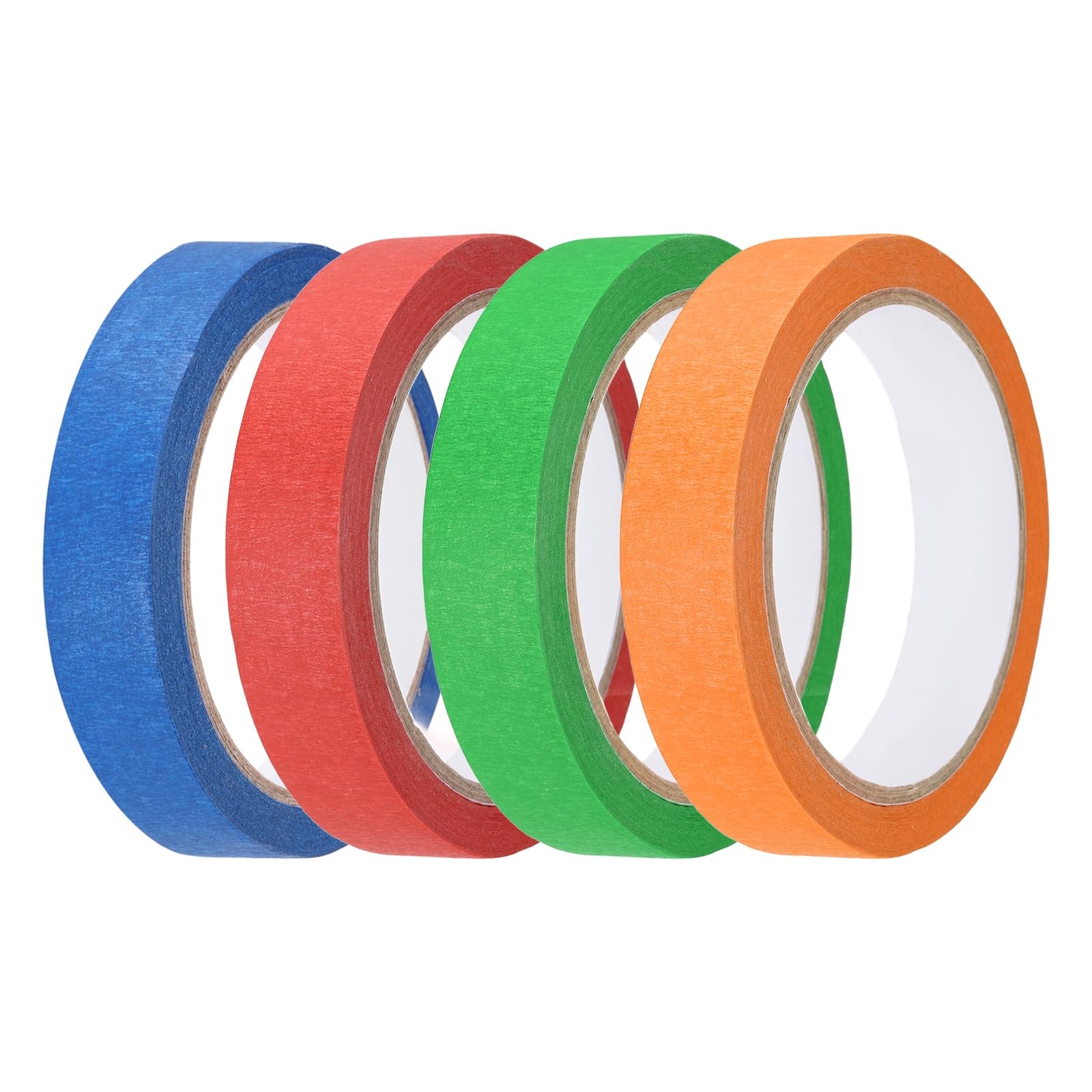 sourcing map 4pcs 13/16" x 22 Yard Colored Masking Tape Universal Crepe Paper Colorful Masking Painter Tape for Art Drawing DIY Handcraft Sealing, Red Orange Dark Blue Dark Green — image 1
