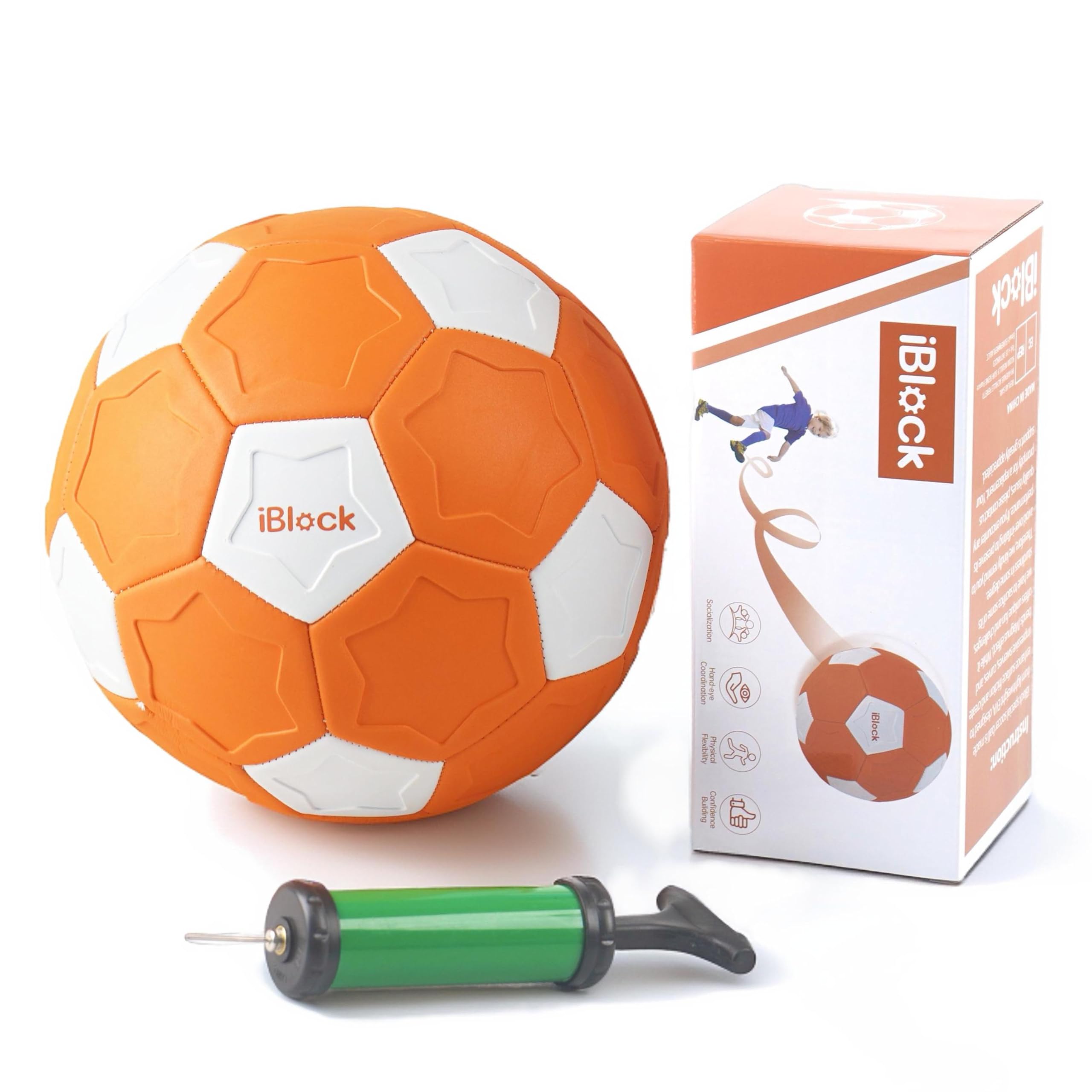 Smartwo Fußball Kinder, Kinderfussball Größe 4, Kurve-Ball für Tricks, Fussball Geschenk für Jungen Mädchen, Softe Football Kleinkinder, Ballspiele für Draußen, mit Pumpe