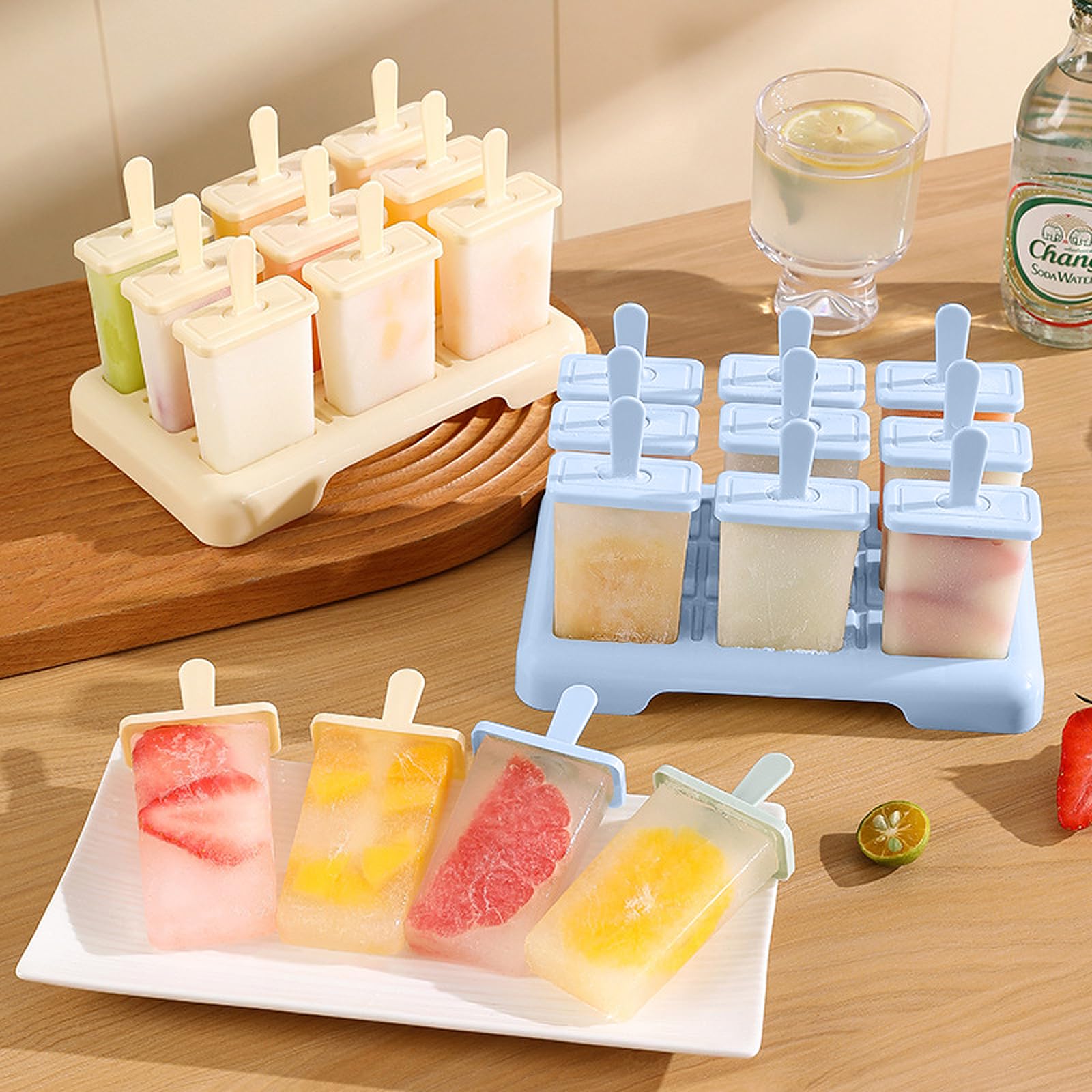 2 Morceaux De Moule À Glaçons, 1 Morceau De Couteau De Démoulage, Bac À