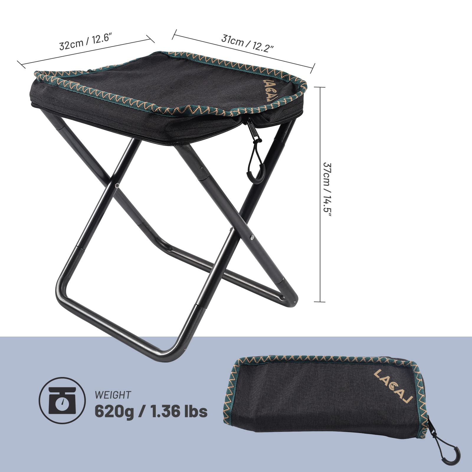 Sgabello pieghevole da campeggio G2 Nero 2 Set LCS03-1