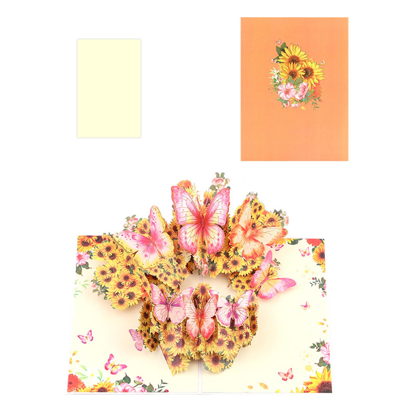 Kalttoy Portable 3D Butterfly Flower Greeting Card Distinctive 3D Greeting Card Feature Flowers & Butterflies for Celebration Graduation Ceremony