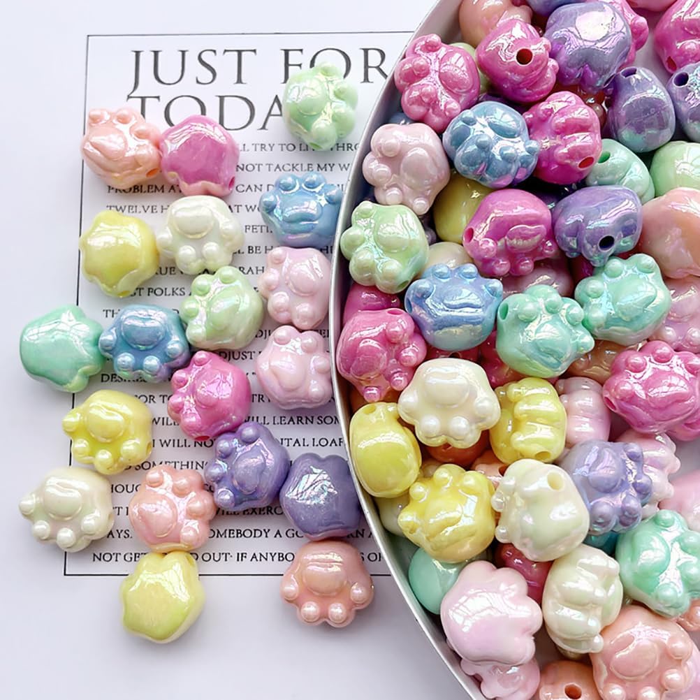 Cute Paw Beads Mixed Colors Cat Claw Beads Dog Paw Beads Footprint Beads Puppy Paw Beads AB Colors Animal Paw Beads for DIY Crafts,Ornaments Decorations, 30pcs image 3
