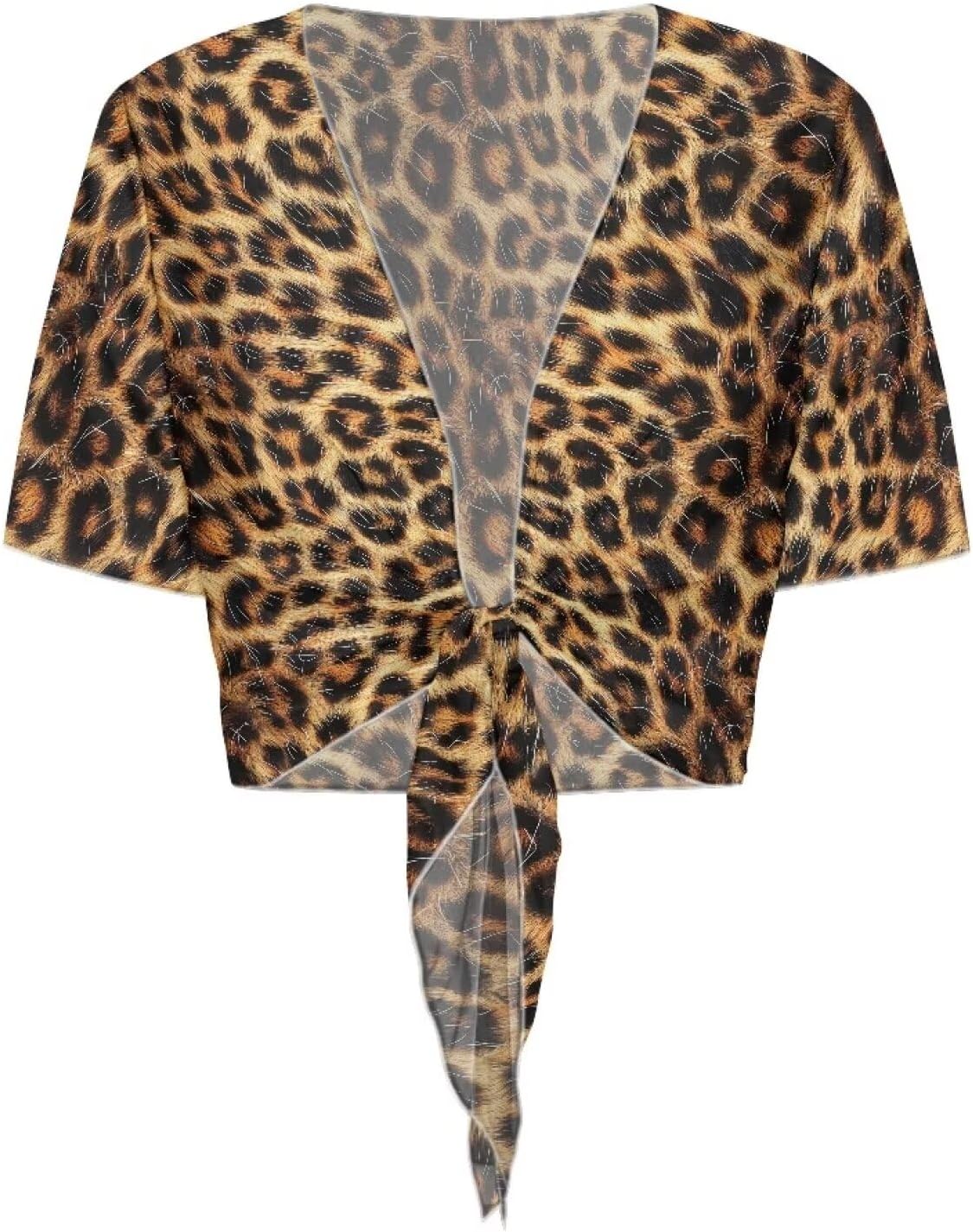 Bolero Shrug for Women Short Sleeve Cropped Cardigan Open Front Tie Sheer Tops