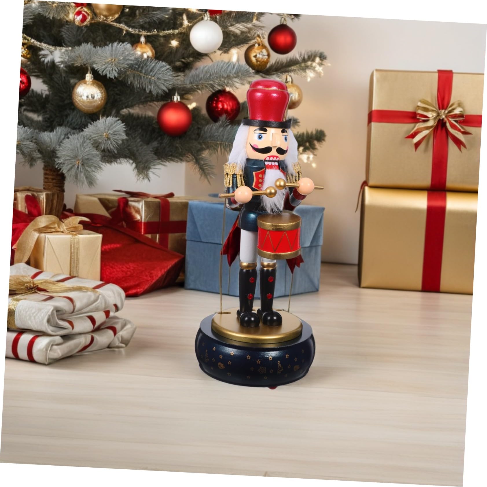VICASKY Carillon Carica Manuale Tema Natalizio con Figurina Soldato Schiaccianoci in Legno Decorazione Musicale per Festa di Natale Melodie Rilassanti per Soggiorno
