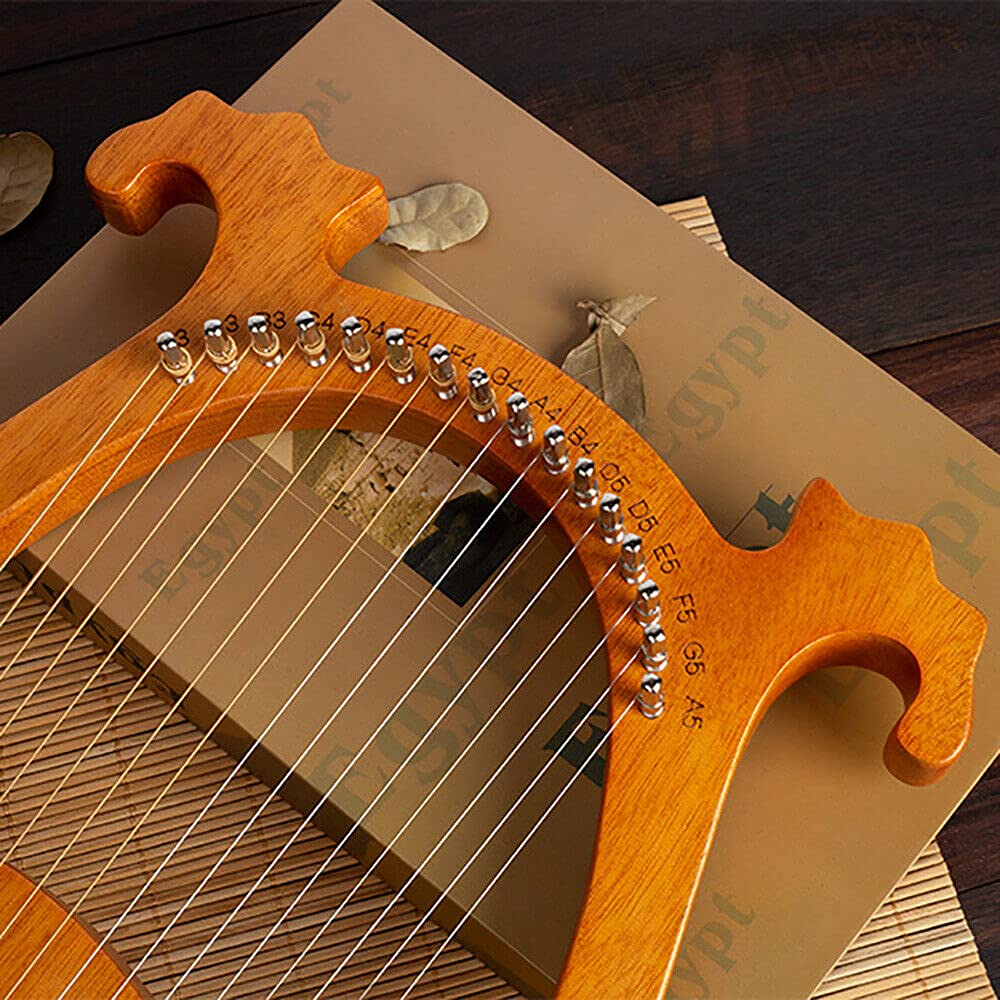Harfe Die HolzLeier 16 cuerdas con llave de afinación para principiantes, instrumento musical portátil (patrón)