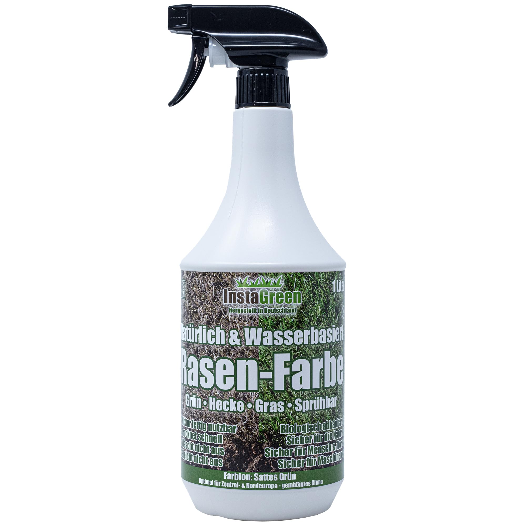 Hecken- & Rasenfarbe 1 Liter Sprühflasche - gebrauchsfertige Grasfarbe - wasserbasiert biologisch abbaubar
