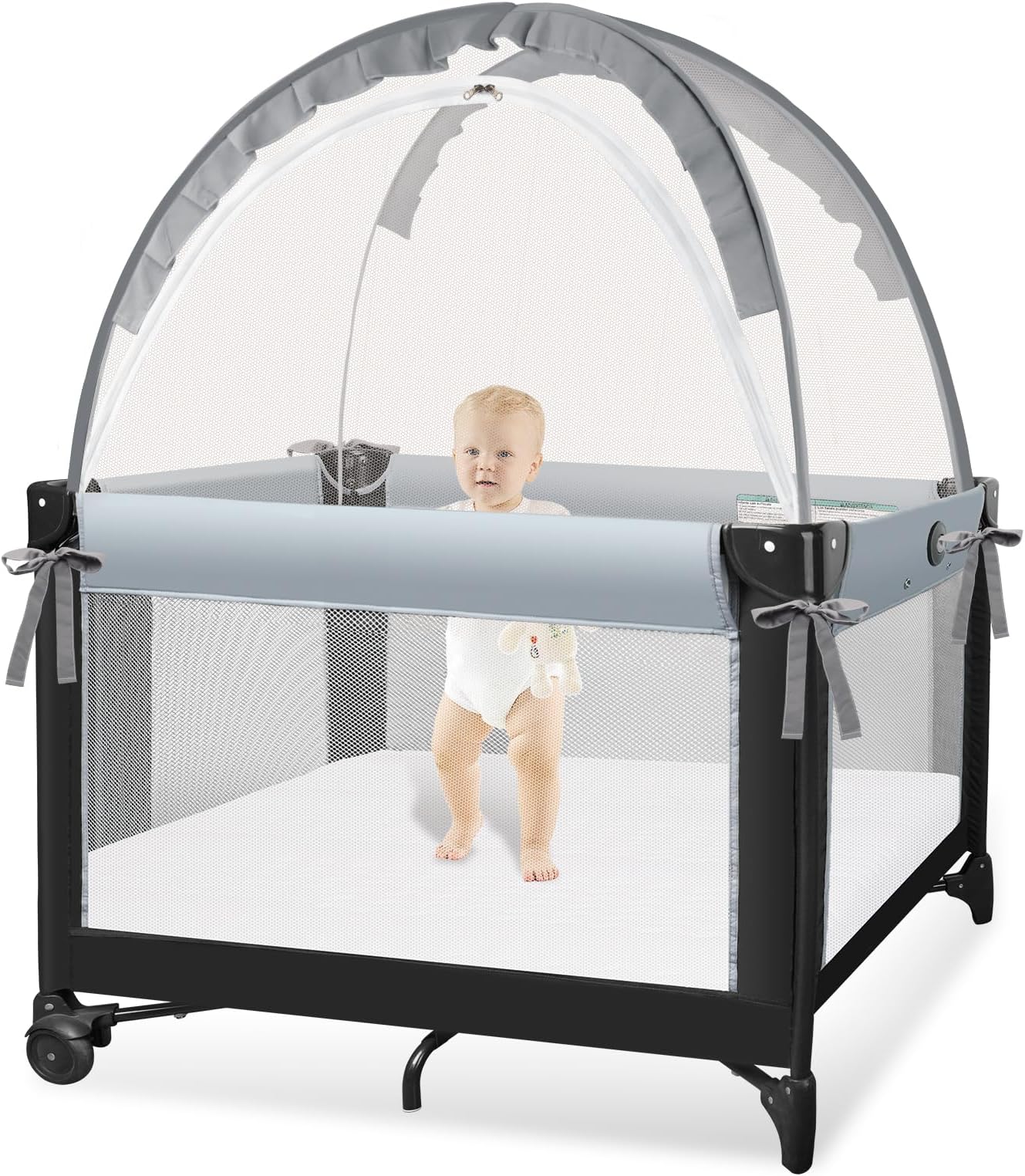 Amazon.com : L RUNNZER Baby Crib Tent Crib Net to Keep Baby in, Pop Up ...