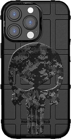 EGO TACTICAL Limited Edition Rugged Shield case Compatible with iPhone 15 Pro Max [6.7" Screen] Printed in The USA Black Ops Subdued Digital Camo Punisher Skull