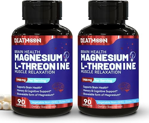 L-treonina de magnesio, suplemento de magnesio de alta absorción, treonina de magnesio de 1900 mg, sin gluten, sin OMG, 180 cápsulas veganas
