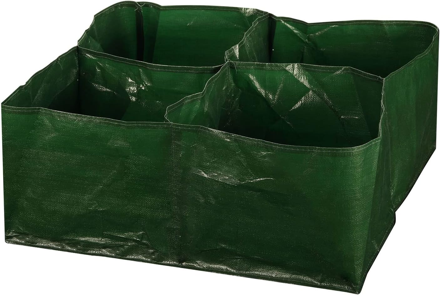 iPower PE Garden Planting Bed 23-Gallon Heavy Duty Plastic Raised Plant Grow Bag with 4 Partition Grids Potato Tomato Square Planter Pots Containers, for Vegetables, Fruits, Flowers, Herbs