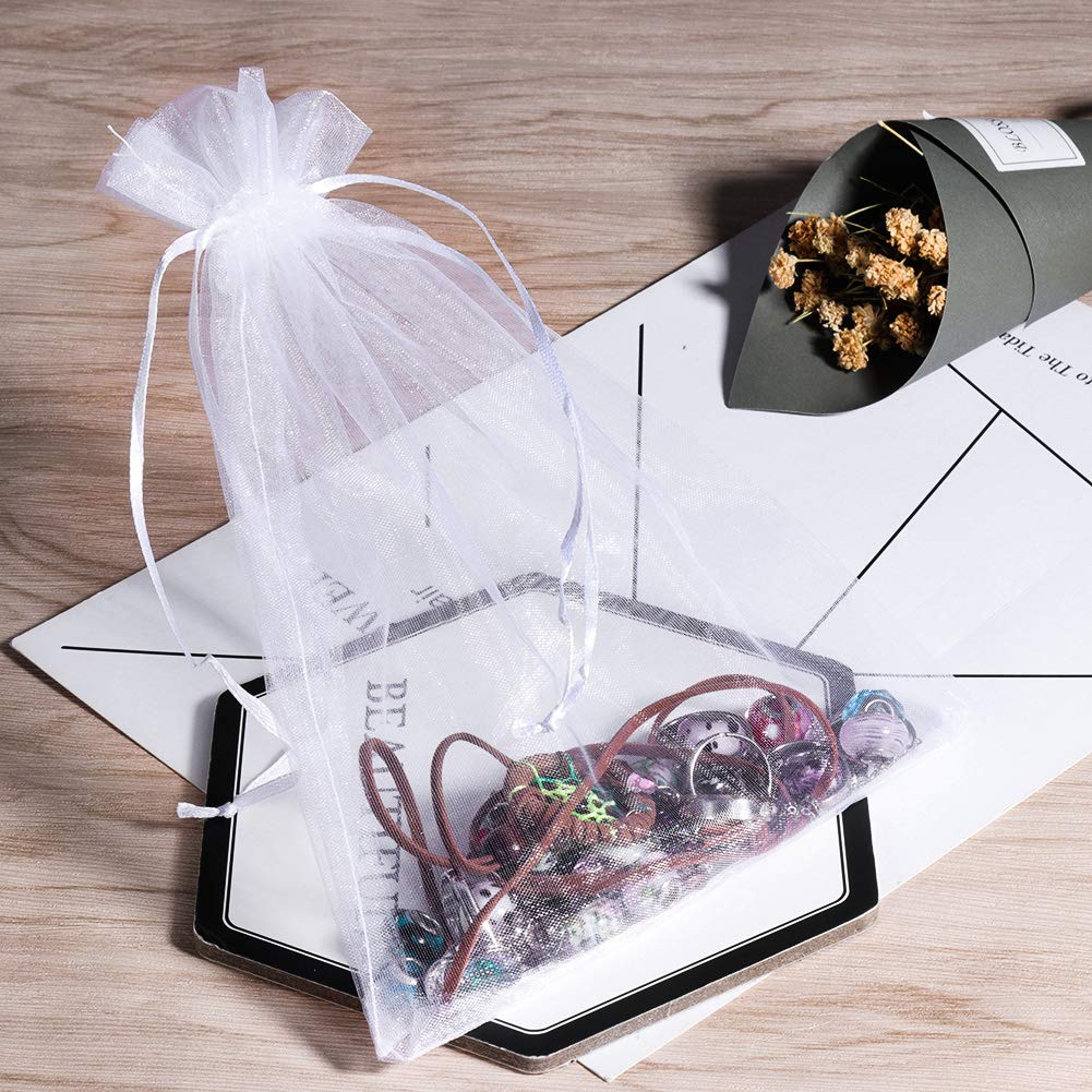Lot de 50 grands sacs cadeaux de mariage en organza, pochettes à bijoux avec cordon de serrage, 20 cm x 30 cm Lot de 50 grands sacs cadeaux de mariage en organza, pochettes à bijoux avec cordon de serrage, 20 cm x 30 cm