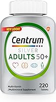 Centrum Silver Adults 50+ Multivitamin/Multimineral - Vitamin D3, B Vitamins, Zinc for Bones, Heart, Brain, Eyes - Gluten Free, Non-GMO, 220 Ct