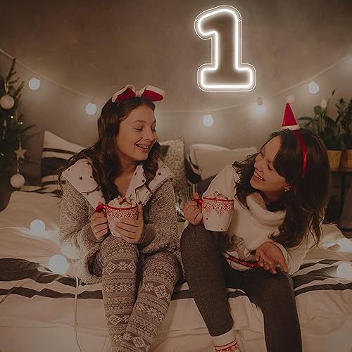 Miniatura 7 de Letrero de neón número 1, luces de neón con luz LED de un número, luz número uno para boda, cumpleaños, fiesta, aniversario, regalos de número,