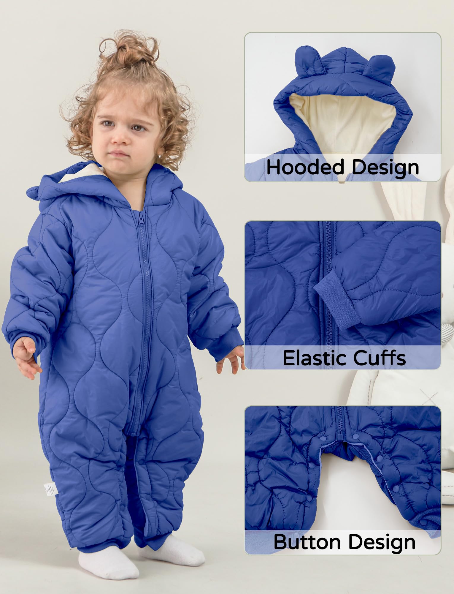 Happy Cherry Tuta da Neve per Neonati Ragazze Ragazzi Pagliaccetto Invernale Cappotto con Cerniera Spessa 0-9 Mesi
