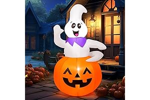 GOOSH 5 FT Halloween Inflatable Ghost in Pumpkin Lantern - Perfect Outdoor Decor for Parties
