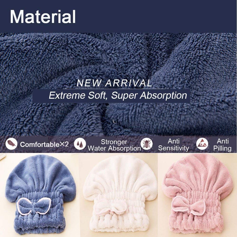Ohequbao Absorbent Hair Drying Caps, Fast Dry Hair Towels Elastic Microfiber Bath Wraps for Girls and Women（3 Pack） : Beauty & Personal Care