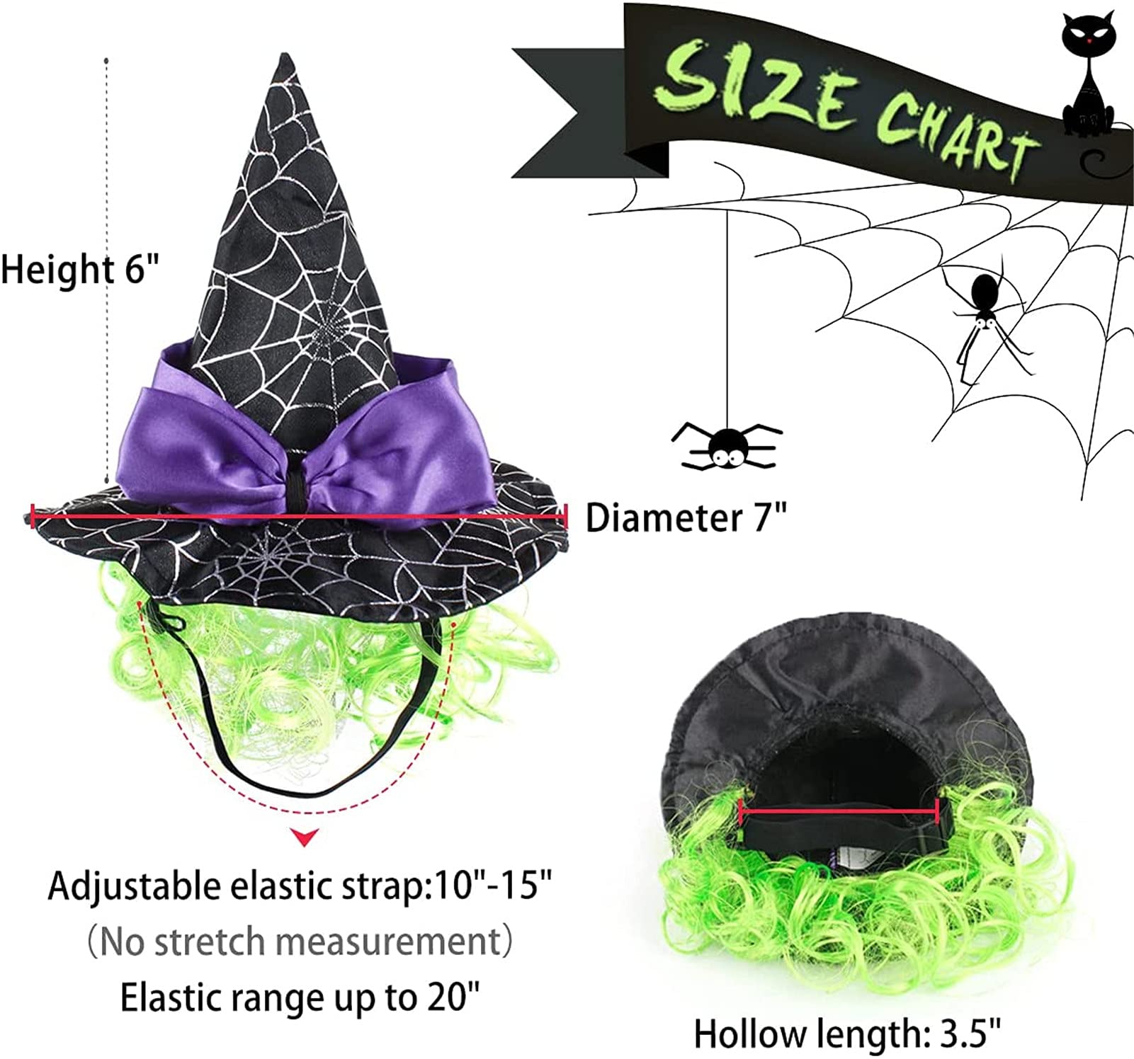 LESYPET Zauberer-Hut Für Katze & Hund – Halloween-Kostüm Mit Sternen, Glöckchen & Klettband