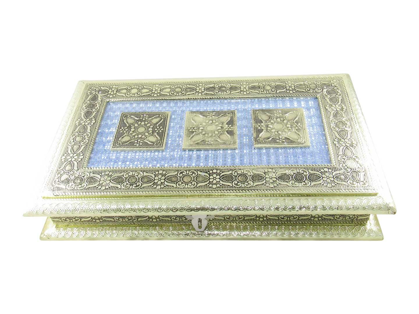 Indian Collectible - Scatola per frutta secca in legno con coperchio, per regali, decorazione festiva, decorazione per dolci, idea regalo artigianale (29 x 16 cm)