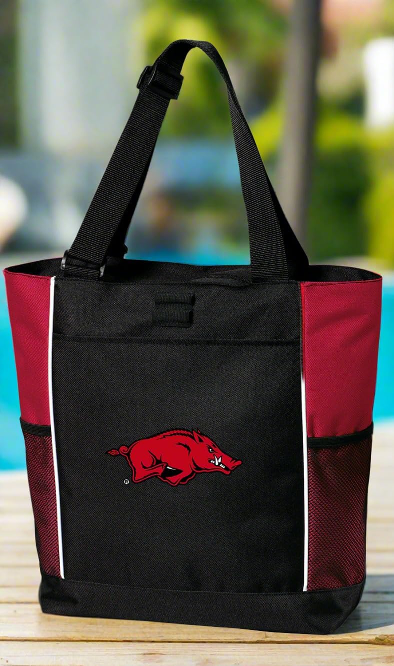 Broad Bay University of Arkansas Tote Bags Red Arkansas Razorbacks Totes - Zippered Travel Shoulder Bag