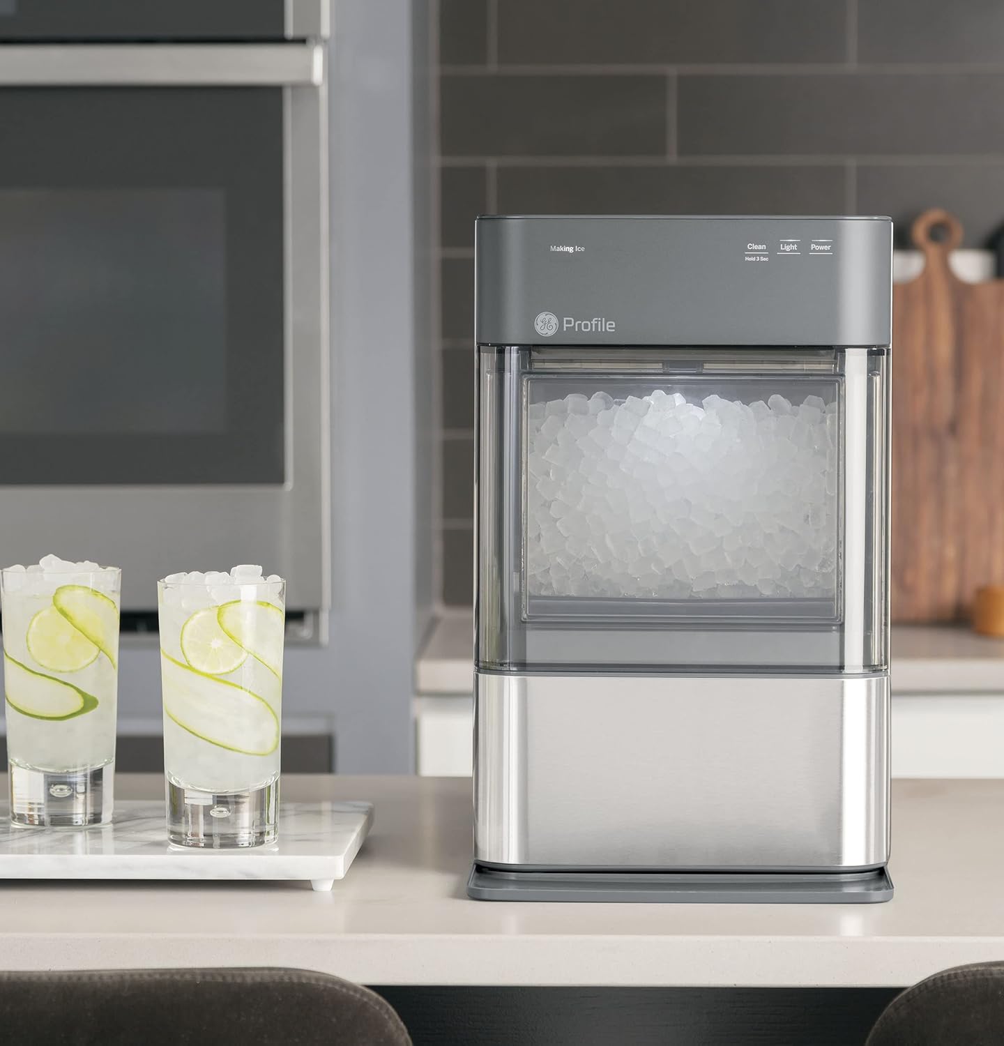 GE Profile Opal 2.0 | Countertop Nugget Ice Maker | Ice Machine with WiFi Connectivity | Smart Home Kitchen Essentials | Stainless Steel (Renewed)