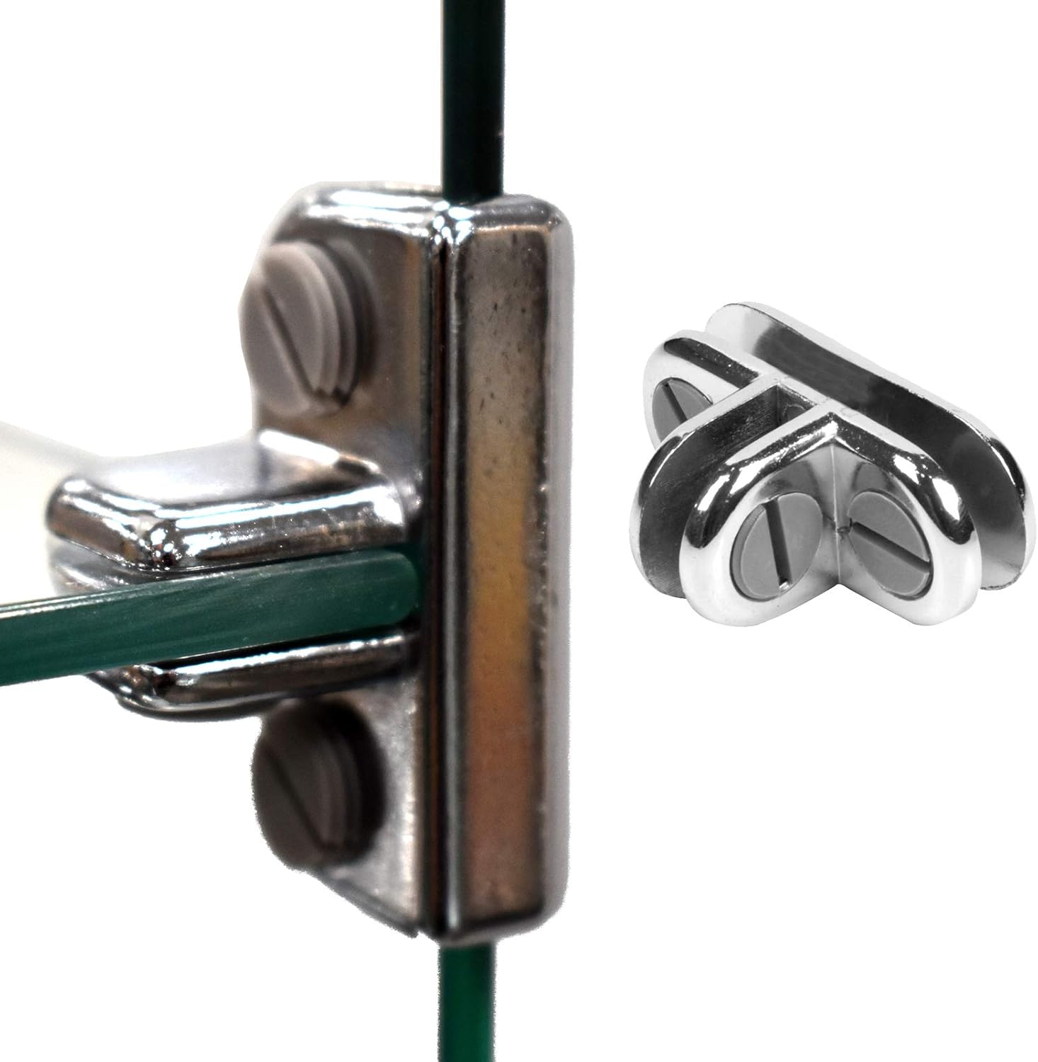3 Way Glass Cube Connector to Add Adjustable Height Glass Shelf to 3/16" Thick Glass, 8 Pack