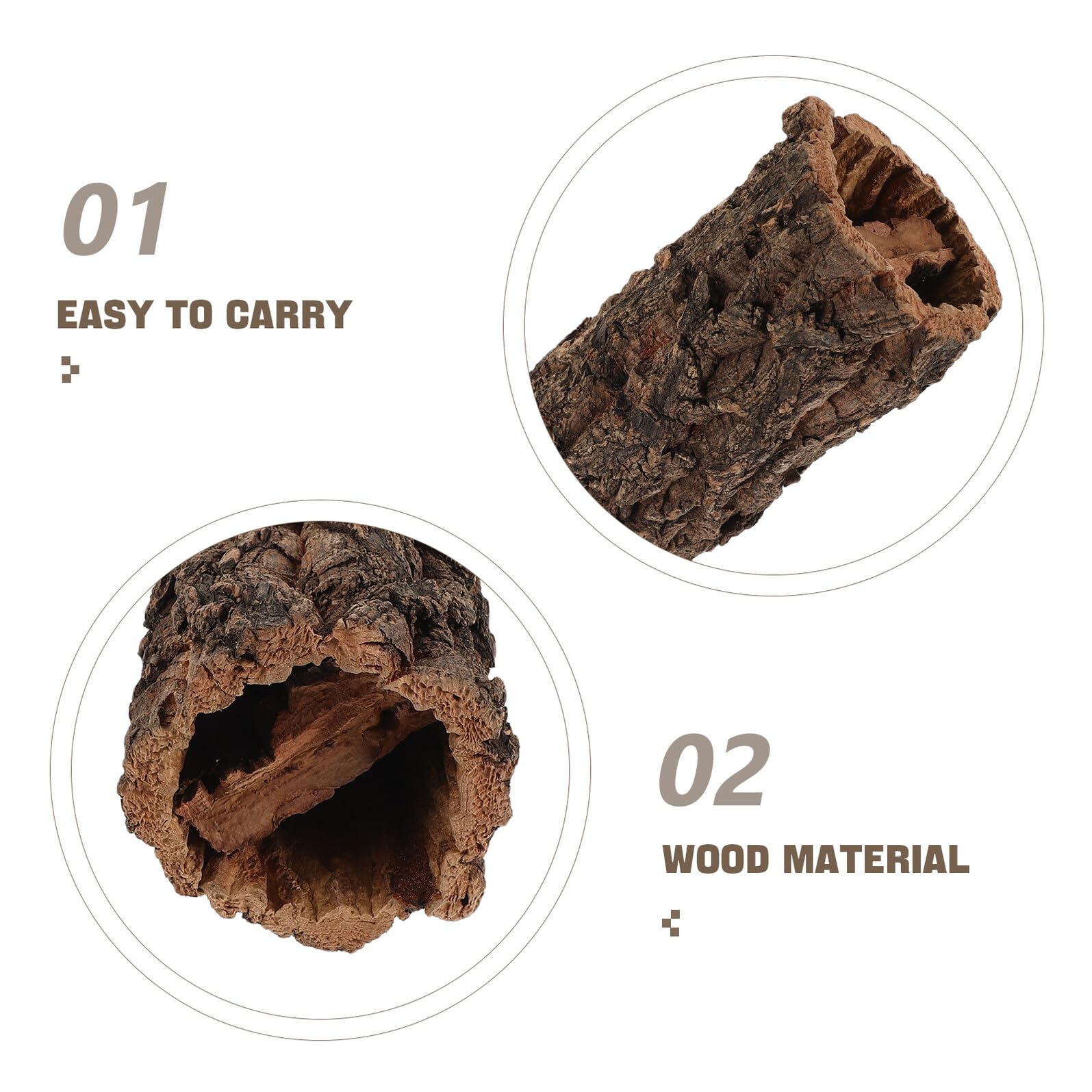 Hohopeti Escondite para Reptiles Cueva Tronco Natural Diámetro 7,5 Cm Altura 30 Cm Decoración Selva Tropical Refugio para Lagartos Serpientes Tortugas y Arañas Zona de Descanso y Trepado
